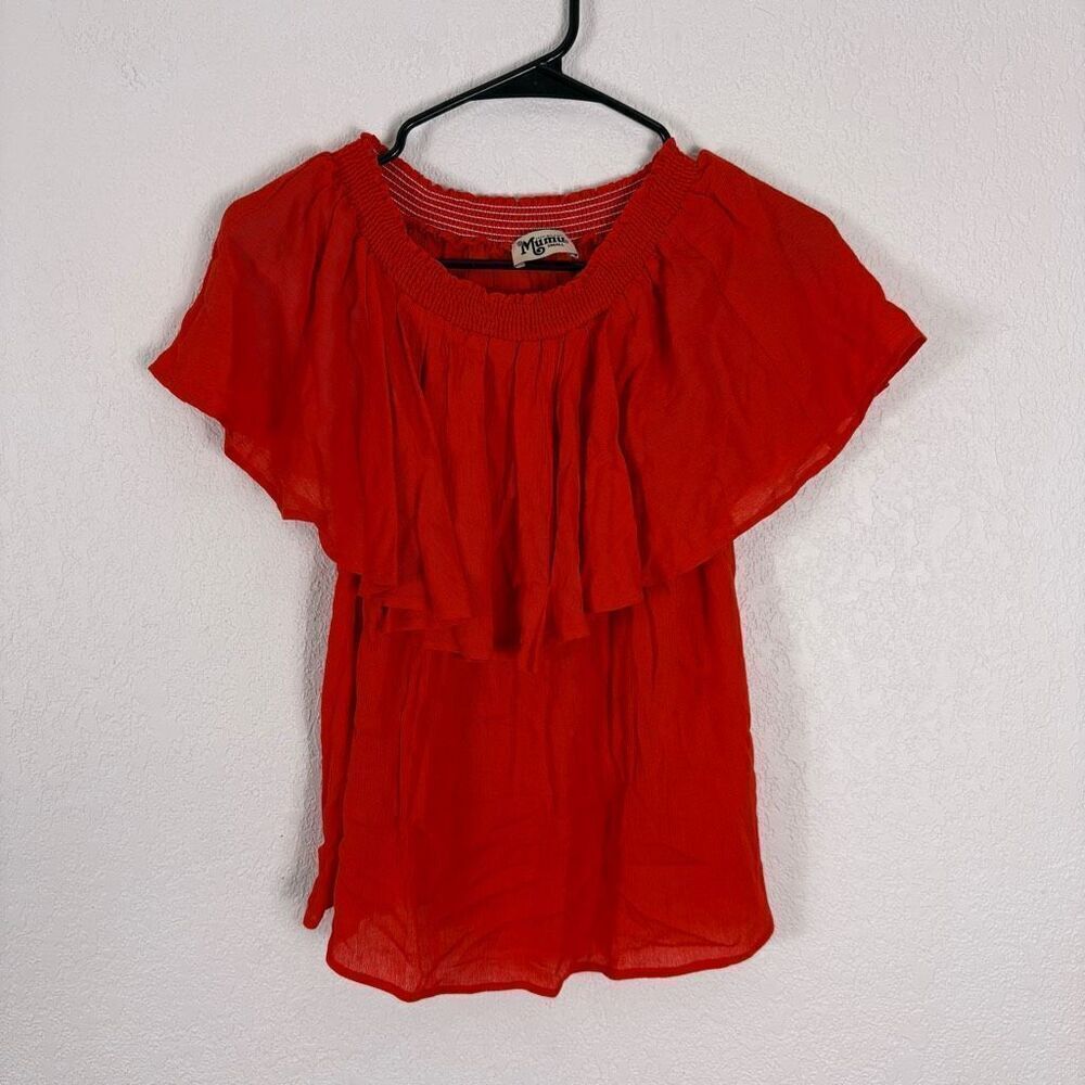 New Show Me Your Mumu Red Off The Shoulder Ruffle Short Sleeve Top Size Small